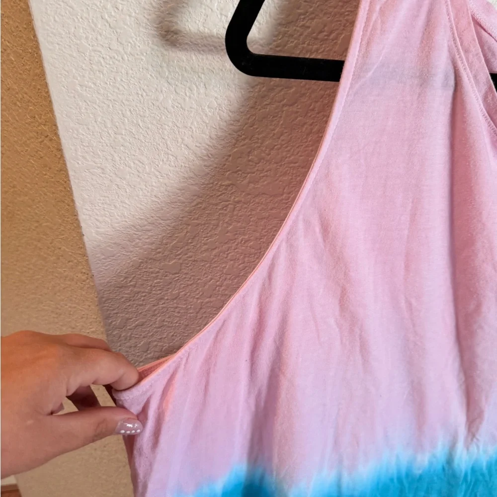 Women's Pink to Teal Ombre Tank Top - Picture 2 of 5